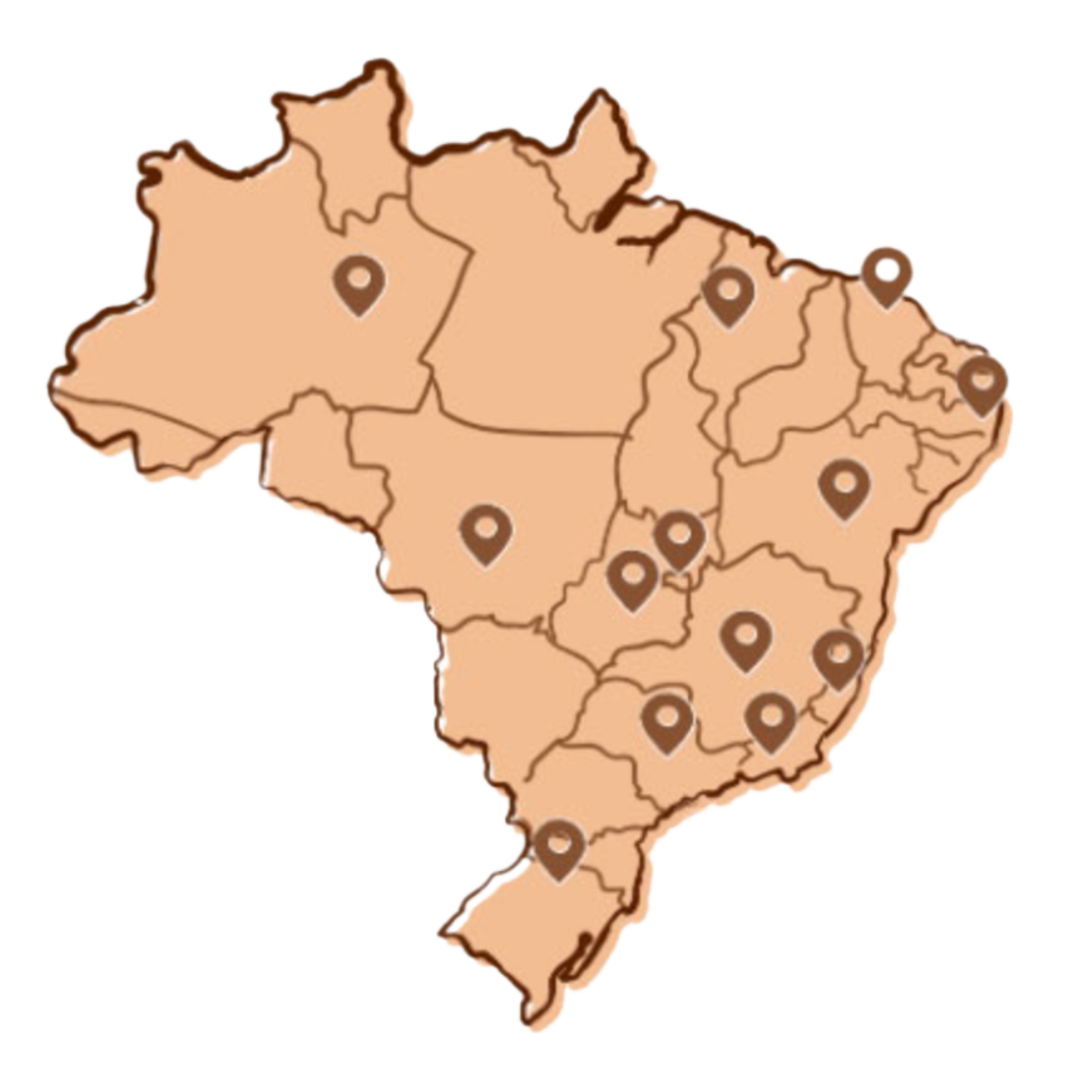 Mapa do Brasil com as unidades Mr. Cheney